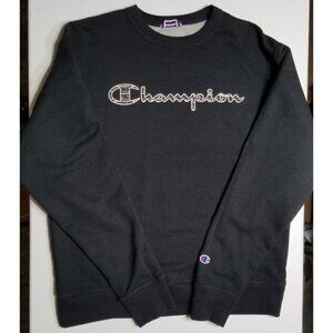 Champion Black Long Sleeve Pullover Sweatshirt Cotton/Polyester Men's Medium